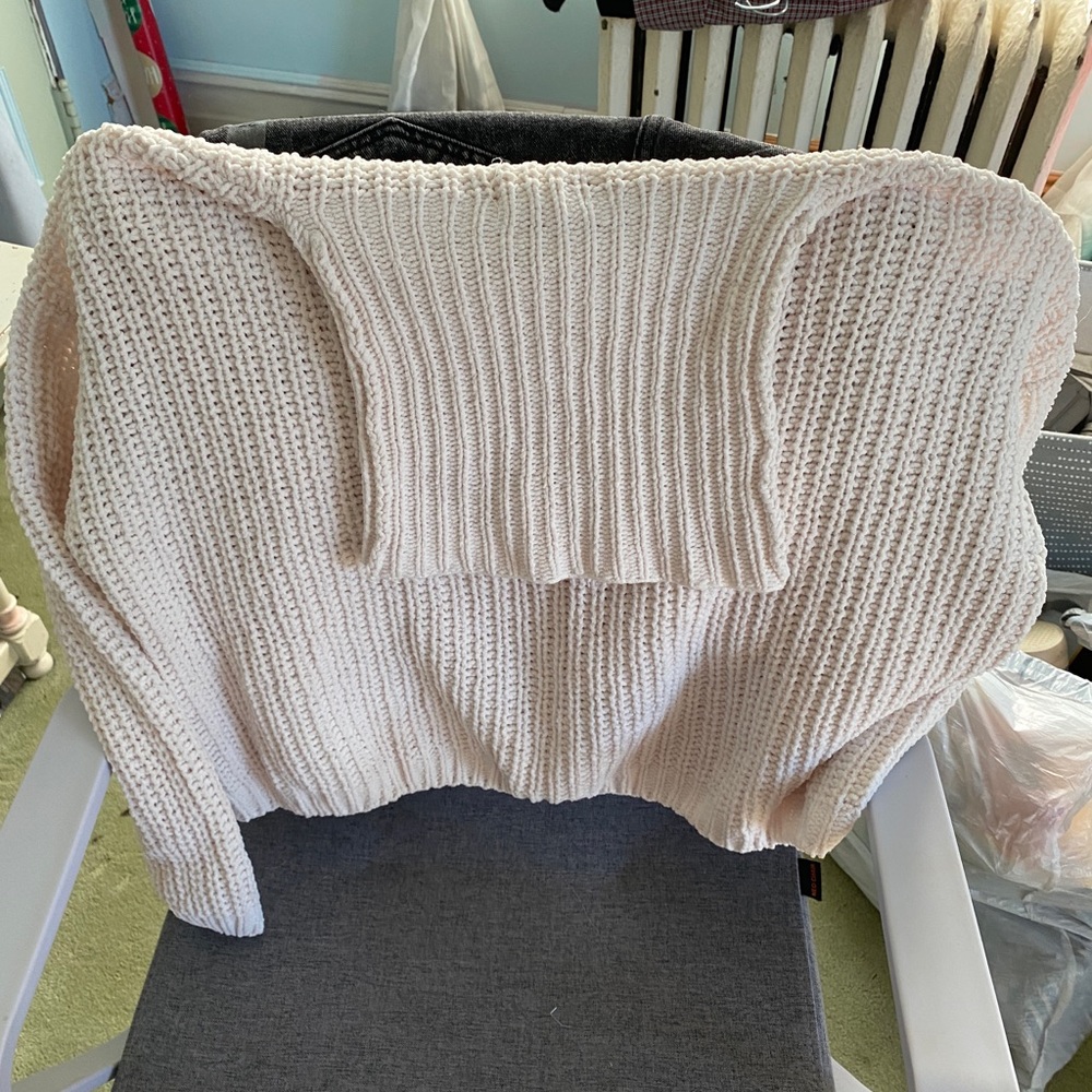 Cream Cropped Turtleneck Sweater